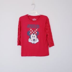 Minnie Mouse Always on the Nice List Girls XL Christmas T Shirt Long Sleeve 14